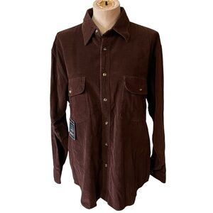 B.H.C NWT Brown Corduroy Button Down Shirt BHC